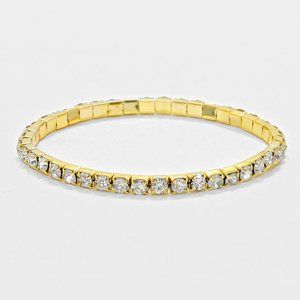 1-Row Gold Crystal Rhinestone Stretchable Bracelet